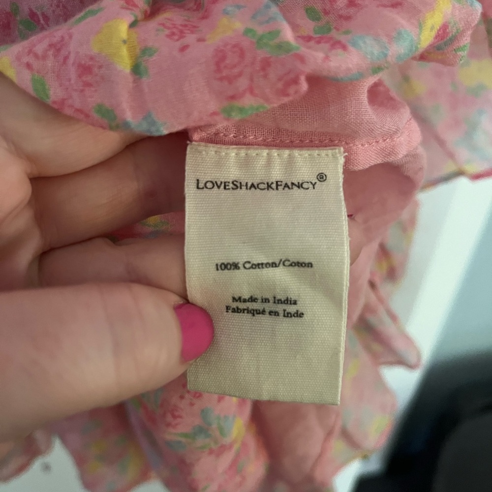 LoveShackFancy Audette Dress Melon Punch Size S Pink Ditsy Floral Spring Easter - Picture 10 of 12